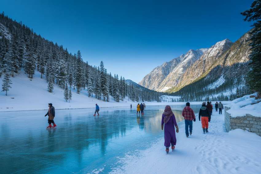 Tourists Throng Frozen Andarab Lake Kalam